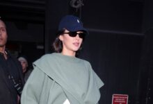 Kendall jenner ayo edebiri draped outerwear