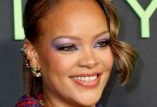 Rihanna acne metallic studios