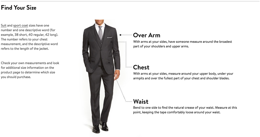 Chart suit size suits sizing need outlets
