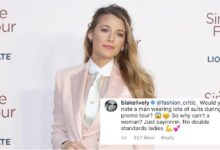 Blake lively double denim outfit london