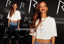 Rihanna double denim winter styling