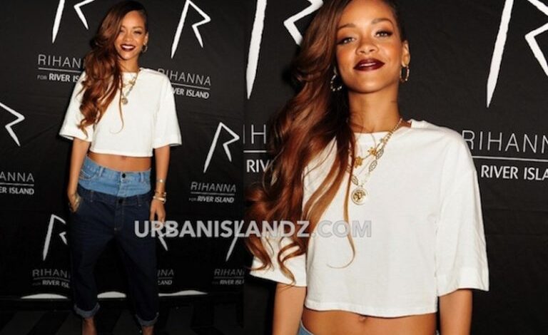 Rihanna double denim winter styling