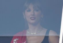Taylor swift versace skirt suit chiefs game