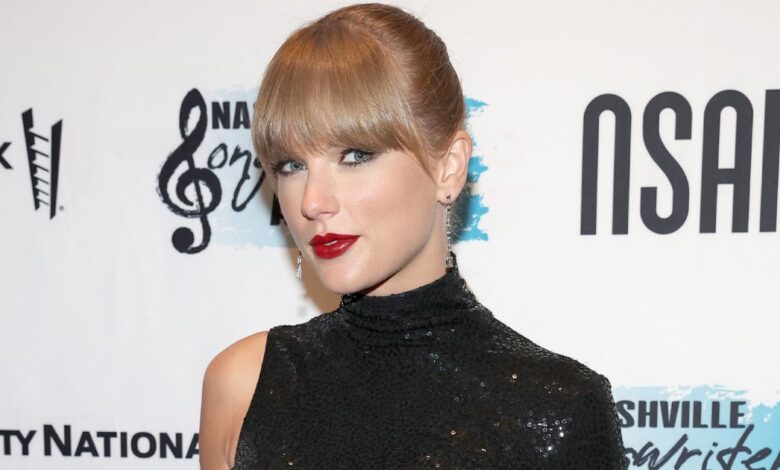 Taylor swift red faux fur coat