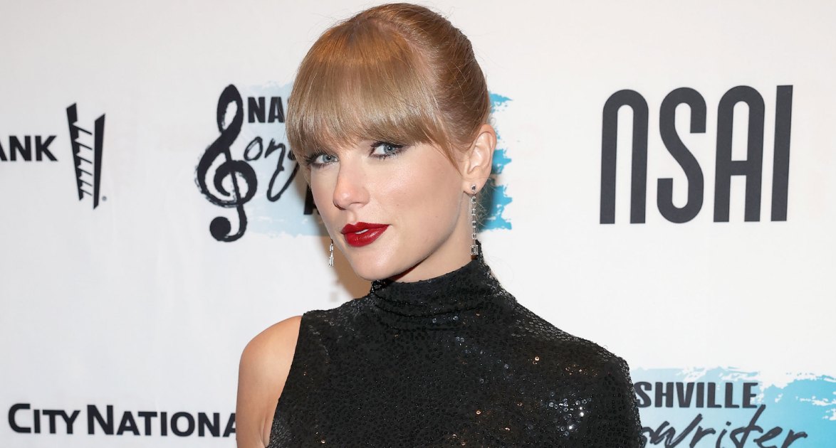 Taylor swift red faux fur coat