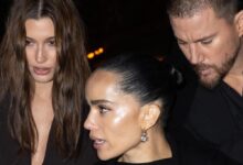 Hailey bieber and zoe kravitz do polar opposite dressing for girls night