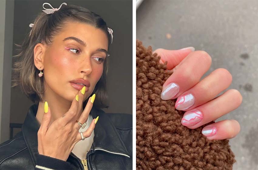 Hailey bieber sugar cookie nails