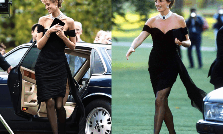 Diana revenge dress princess vanity black party getty her prince wearing fair iconic charles little summer 1994